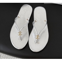 ​Cheapest Chanel Thongs in Crackled Laminated Calfskin G47243 Silver Spring Summer 2026