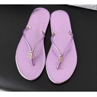 ​Good Looking Chanel Thongs in Crackled Laminated Calfskin G47243 Purple Spring Summer 2026
