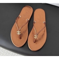 ​Buy Classic Chanel Thongs in Crackled Laminated Calfskin G47243 Brown Spring Summer 2026
