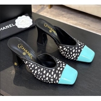 ​Original Cheap Chanel Horsehair & Patent Calfskin Mules G47176 Black/Blue Spring Summer 2026