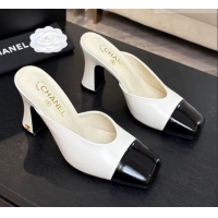 ​Free Shipping Chanel Lambskin & Patent Calfskin Mules G47176 White Spring Summer 2026