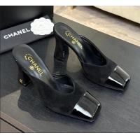 ​Original Cheap Chanel Suede & Patent Calfskin Mules G47176 Black Spring Summer 2026