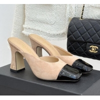 ​Top Design Chanel Suede & Patent Calfskin Mules G47176 Beige Spring Summer 2026