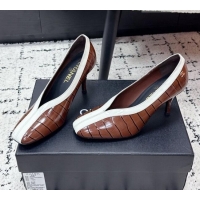 Promotional Chanel Pumps in Crocodile Embossed Calfskin & Patent Calfskin G47181 Brown/White 2026