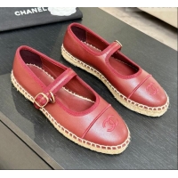 Well Crafted Chanel Calfskin Mary Janes in Burgundy Lambskin G47256 Spring Summer 2026