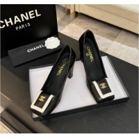 Cheap Chanel Lambskin Pumps CC Logo With Square Toe Heel 90mm G47208 Black/White Spring Summer 2026