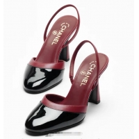 Promotional Chanel Slingbacks Lambskin With Patent Calfskin Heel 90mm G47175 Burgundy/Black Spring Summer 2026