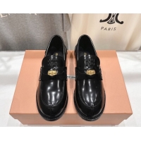 Classic Hot Miu Miu Patent Leather Penny Loafers 5D773D Black 2026