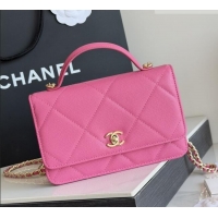 Top Grade Chanel Wallet On Chain with Top Handle Grained Shiny Calfskin AP4931 Rose 2026