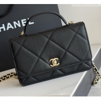 Luxury Cheap Chanel Wallet On Chain with Top Handle Grained Shiny Calfskin AP4931 Black 2026