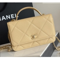 Inexpensive Chanel Wallet On Chain with Top Handle Grained Shiny Calfskin AP4931 Apricot 2026