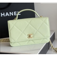 Good Looking Chanel Wallet On Chain with Top Handle Grained Shiny Calfskin AP4931 Light Green 2026