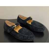 Grade Quality The Row Suede Loafers with Buckle Strap TR120801 Black 2026