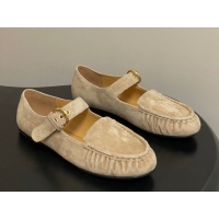 Best Price The Row Suede Loafers with Buckle Strap TR120801 Beige 2026
