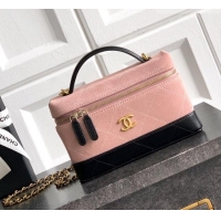 Top Grade Chanel Vanity with Chain in Suede Calfskin & Shiny Lambskin AP5186 Pink 2026
