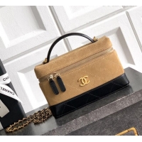 Big Discount Chanel Vanity with Chain in Suede Calfskin & Shiny Lambskin AP5186 Khaki Brown 2026
