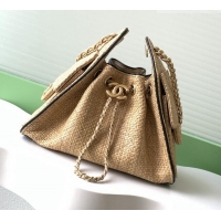 Luxury Cheap Chanel 25 Mini Hobo Handbag in Braided Raffia AS5631 Beige 2026