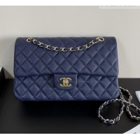 Super Quality Chanel Grained Calfskin Medium Classic Flap Bag A01112 Deep Blue/Gold 2026