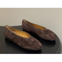 Shop Duplicate The Row Suede Flat Loafers TR120803 Brown 2026