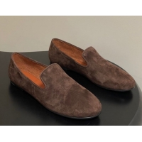 Pretty Style The Row Suede Flat Loafers TR120808 Dark Brown 2026