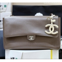 Luxury Cheap Chanel Maxi Flap Bag in Light Brown Grained Calfskin AS6233 Spring Summer 2026 Top Quality