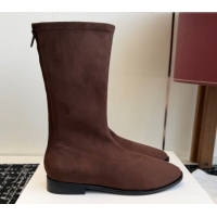 Unique Style The Row Suede Flat Medium Boots TR120810 Brown 2026
