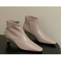 Luxurious The Row Carla Leather Heel Ankle Boots 4cm TR120811 Powder Grey 2026