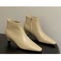 Cheap Price The Row Carla Leather Heel Ankle Boots 4cm TR120811 Beige Yellow 2026