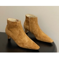 Big Discount The Row Carla Suede Heel Ankle Boots 4cm TR120811 Brown Yellow 2026