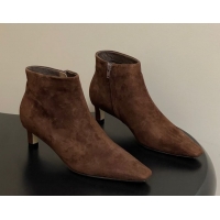 Best Price The Row Carla Suede Heel Ankle Boots 4cm TR120811 Dark Brown 2026