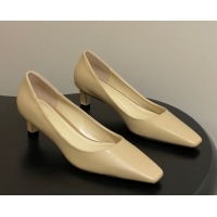Classic Hot The Row Carla Leather Pumps 4cm in Calf Leather TR120812 Beige Yellow 2026