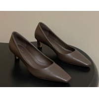 Sumptuous The Row Carla Leather Pumps 4cm in Calf Leather TR120812 Dark Brown 2026