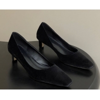 Most Popular The Row Carla Leather Pumps 4cm in Velvet TR120812 Black 2026