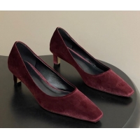 Duplicate The Row Carla Leather Pumps 4cm in Velvet TR120812 Red 2026