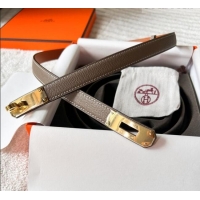 Buy Fashionable Hermes Epsom Leather Belt 1.8cm H2412 Grey/Gold
