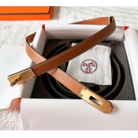Luxury Cheap Hermes Epsom Leather Belt 1.8cm H2412 Brown/Gold
