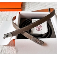 Best Product Hermes Epsom Leather Belt 1.8cm H2412 Grey/Silver