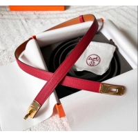 Top Design Hermes Epsom Leather Belt 1.8cm H2412 Red/Gold