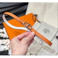 Super Quality Hermes Maillon H Belt 1.3cm Buckle & Reversible Leather Strap H102201 Orange/White 2024