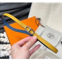 Grade Quality Hermes Maillon H Belt 1.3cm Buckle & Reversible Leather Strap H102201 Yellow/Blue 2024
