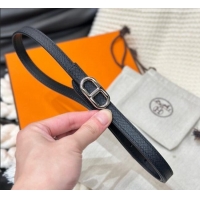 Discount Hermes Maillon H Belt 1.3cm Buckle & Reversible Leather Strap H102201 Black/Silver 2024