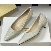Top Grade The Row Liisa Kitten Two Pumps 3.5cm in Embossed Leather TR120813 White 2026