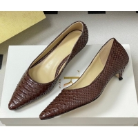 Good Product The Row Liisa Kitten Two Pumps 3.5cm in Embossed Leather TR120813 Brown 2026