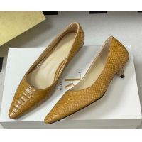 Unique Style The Row Liisa Kitten Two Pumps 3.5cm in Embossed Leather TR120813 Yellow 2026