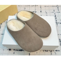 Best Price The Row Hudson Flat Mules in Suede and Wool Grey 1208129 2026
