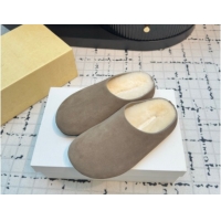Best Price The Row Hudson Flat Mules in Suede and Wool Grey 1208129 2026