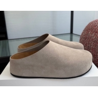 Top Design The Row Suede Platform Mules Grey 0224056 2026