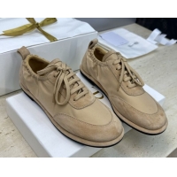 Low Price The Row Suede and Fabric Sneakers Beige 0224066 2026