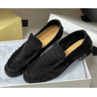 Good Quality The Row Suede Loafers Black TR022401 2026