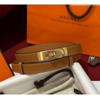 Famous Brand Hermes Kelly Duo Belt 1.8cm in Epsom Calfskin H102202 Brown/Gold 2024
